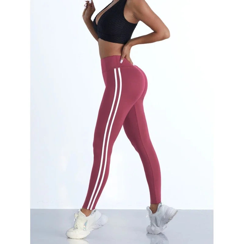 Women's Striped Yoga Leggings – Slim Fit Sports Pants