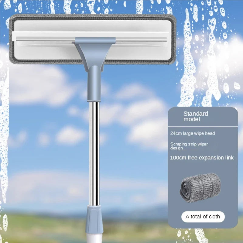 Telescopic Window Cleaning Mop – Microfiber Glass Squeegee & Scraper