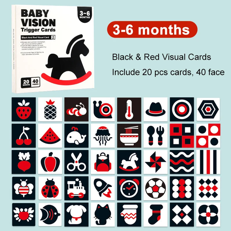 Baby Montessori Flash Cards – Black & White Visual Stimulation Toy