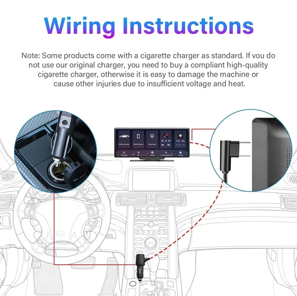 10.26" Portable CarPlay Screen – Wireless Car Stereo Touch Display