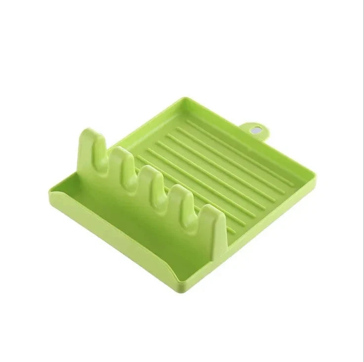 2-in-1 Spoon Rest and Pot Lid Holder – Kitchen Utensil Rack with Drip Tray