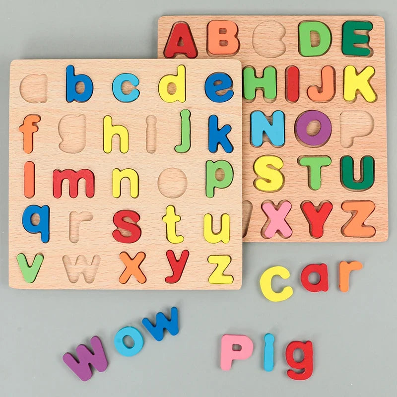Wooden Alphabet & Number Puzzle | Montessori Learning Toy for Kids