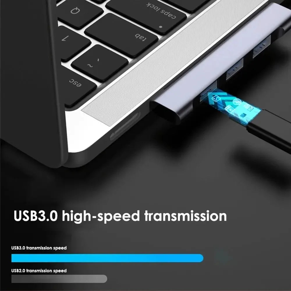 4-in-1 USB-C Hub – Multi-Port Splitter with PD 60W Charging