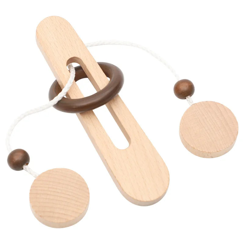 Wooden Ring Unlocking Game | Magic Ring Kongming Lock Puzzle Toy
