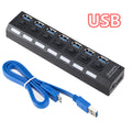 7-Port USB 3.0 Hub – Multi USB Splitter with Power Adapter