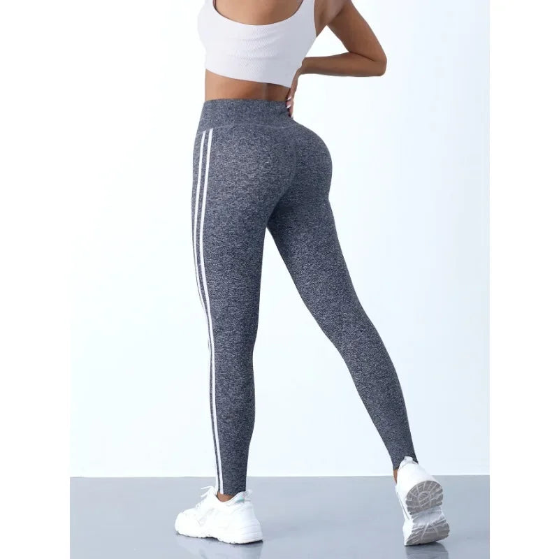 Women's Striped Yoga Leggings – Slim Fit Sports Pants