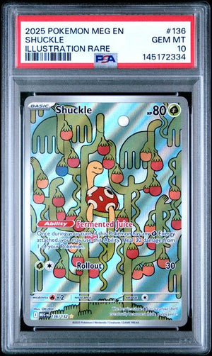 Graded 2025 PKM MEG EN Shuckle #136 Illustration Rare Trading Card Game PSA 10 Gem Mint