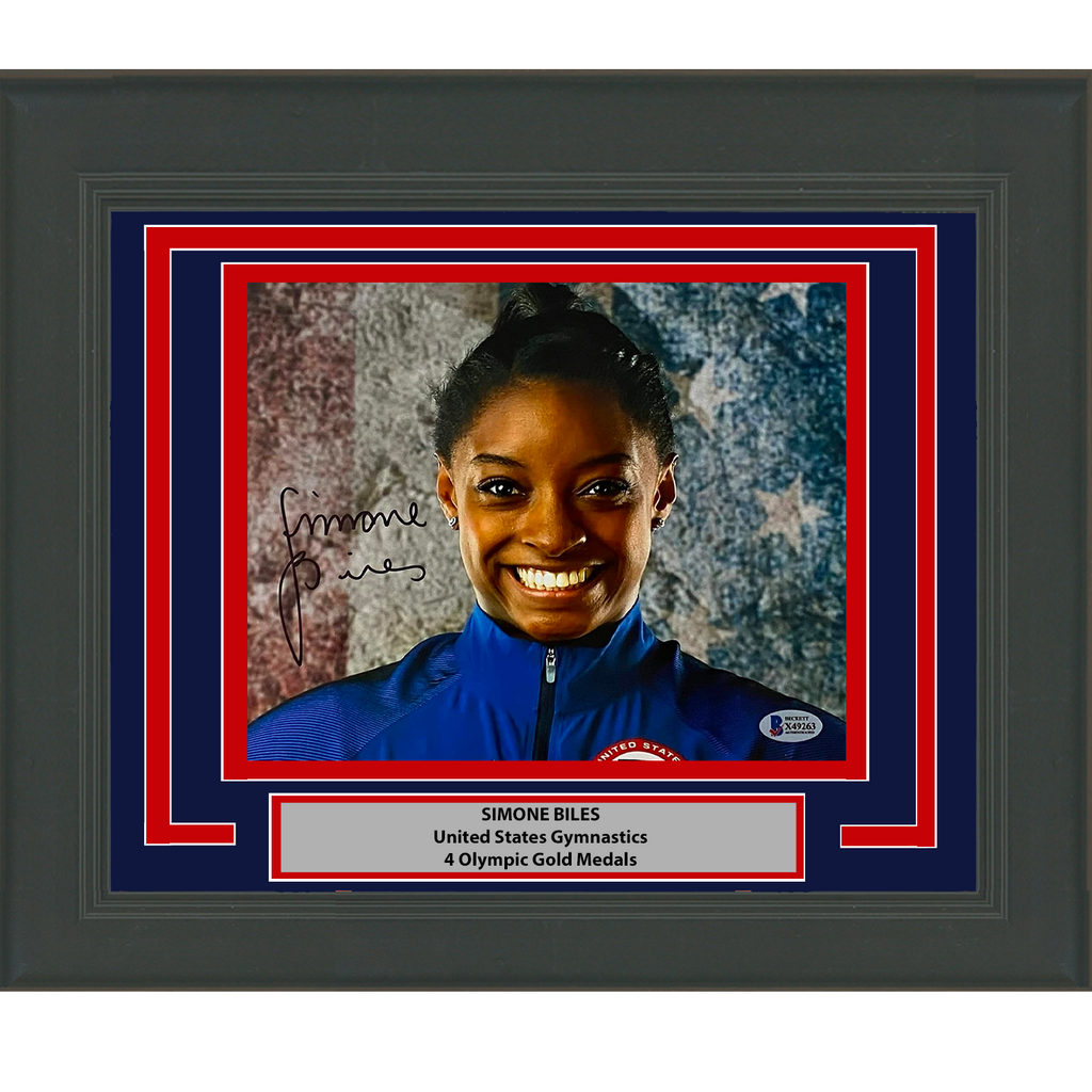 Framed Autographed/Signed Simone Biles Olympic Gymnast 8x10 Gymnastics Photo Beckett BAS COA #13
