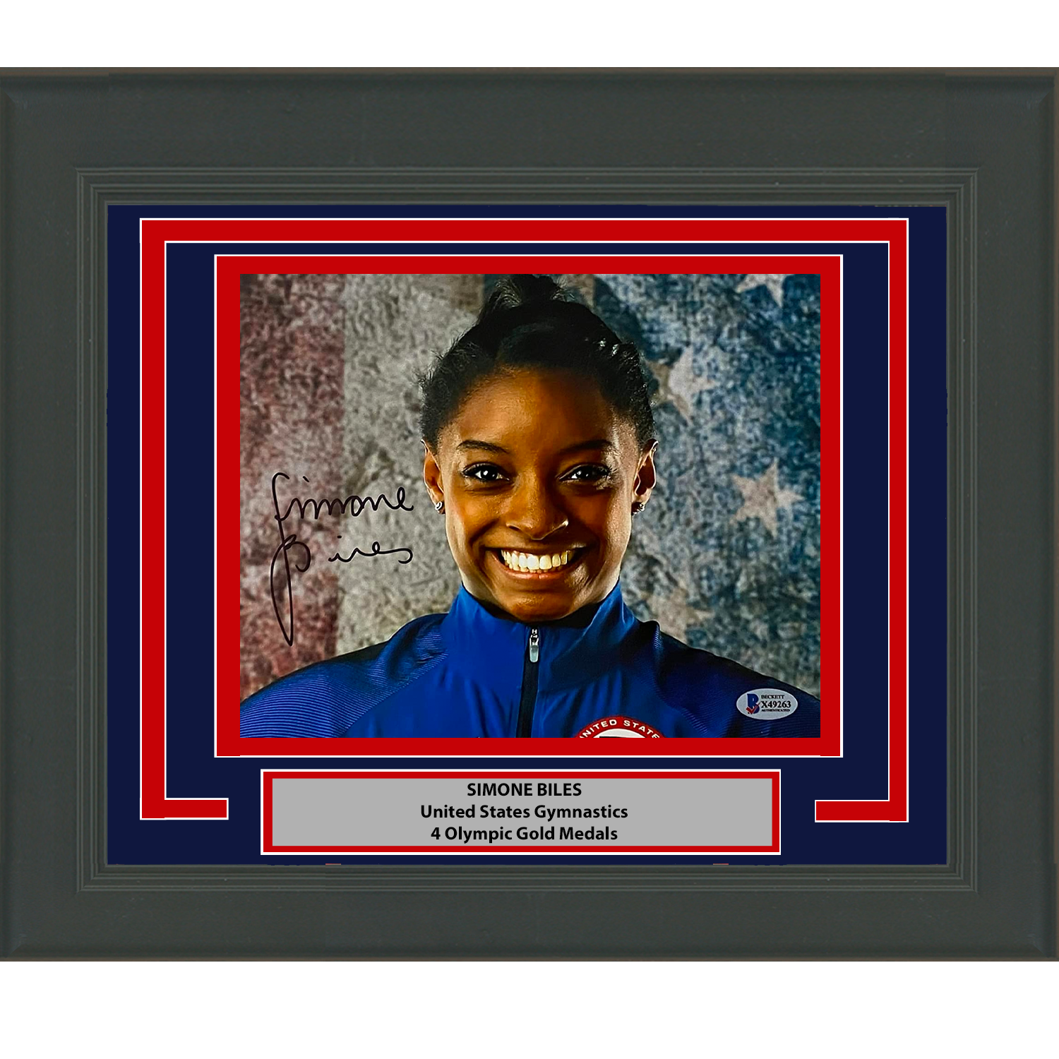 Framed Autographed/Signed Simone Biles Olympic Gymnast 8x10 Gymnastics Photo Beckett BAS COA #13