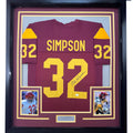 Framed Autographed/Signed OJ O.J. Simpson 35x39 USC Red College Football Jersey JSA COA
