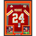 Framed Autographed/Signed Skyy Moore 35x39 Kansas City Red Football Jersey JSA COA