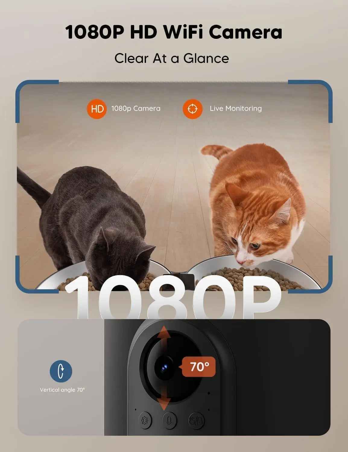 Smart Automatic Pet Feeder with Camera, 6L WiFi