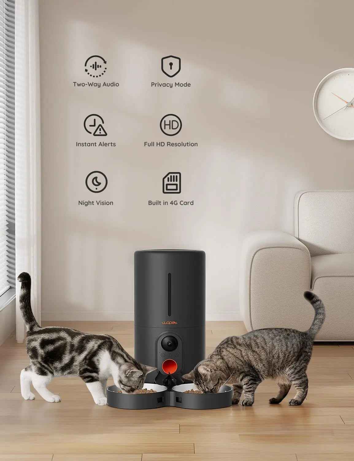 Smart Automatic Pet Feeder with Camera, 6L WiFi