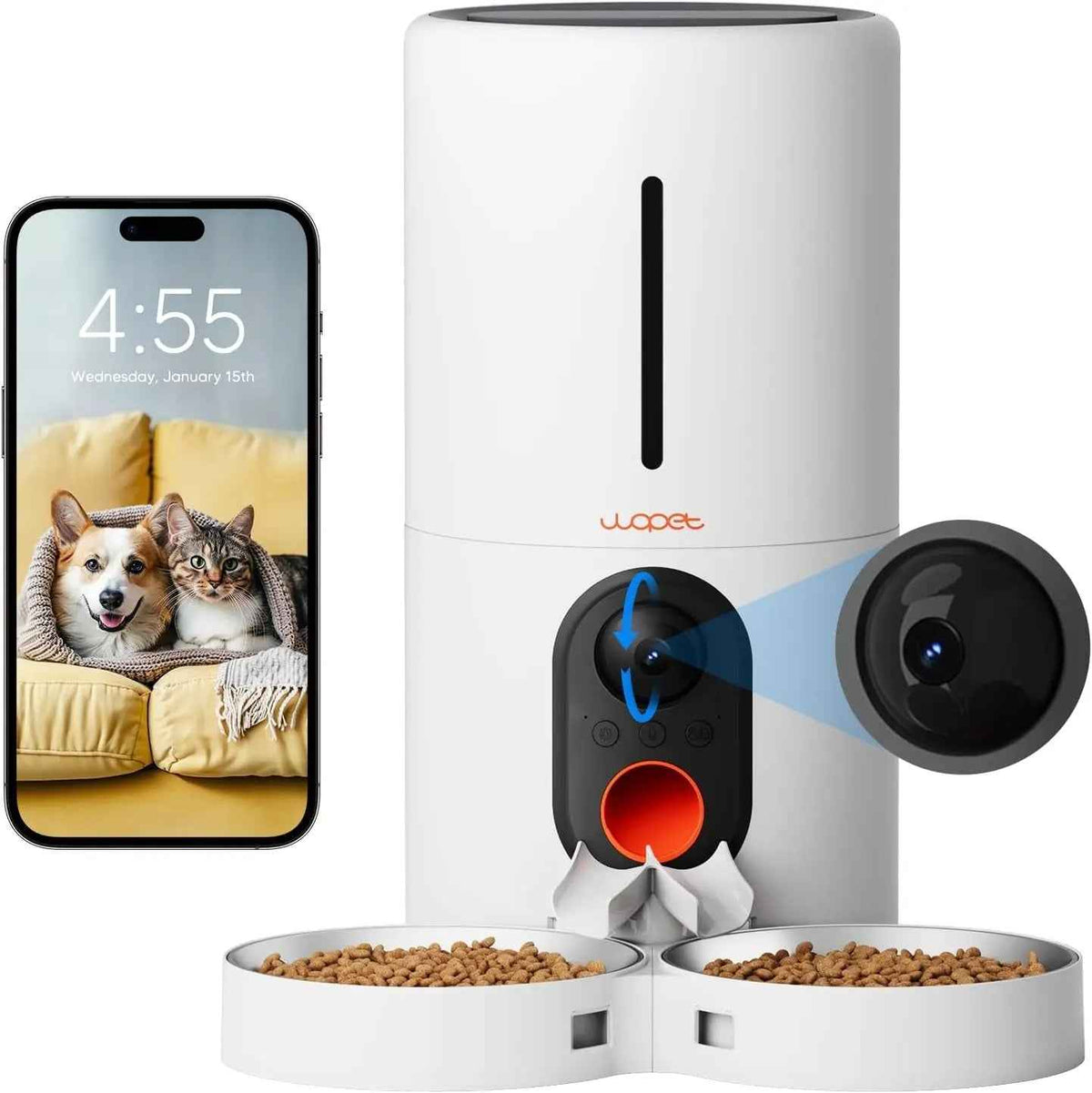 Smart Automatic Pet Feeder with Camera, 6L WiFi