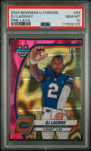 Graded 2024 Topps Bowman U Chrome DJ Lagway #63 Pink Lava Rookie RC Football Card PSA 10 Gem Mint