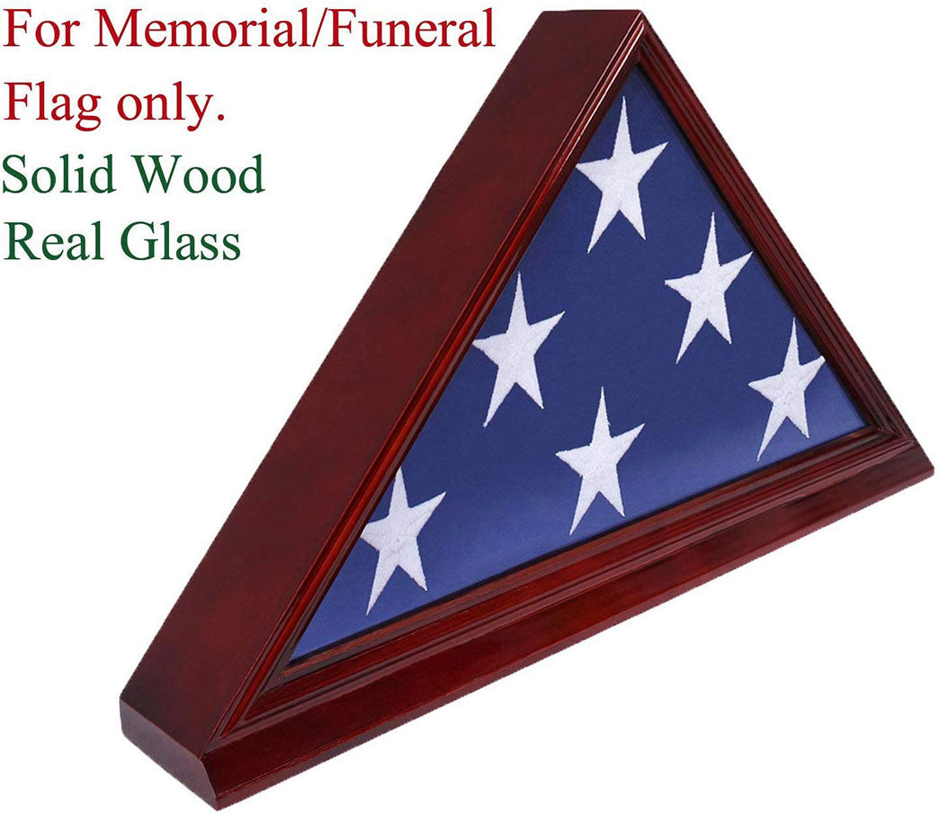 Solid Beech Wood Flag Display Case for 5"X 9.5" Burial/Funeral/Veteran Memorial - Cherry