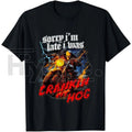 "Sorry I’m Late I Was Crankin My Hog" Funny Skeleton Motorcycle Men's T-Shirt