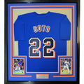 Framed Autographed/Signed Juan Soto 35x39 New York Blue Baseball Jersey Beckett BAS COA