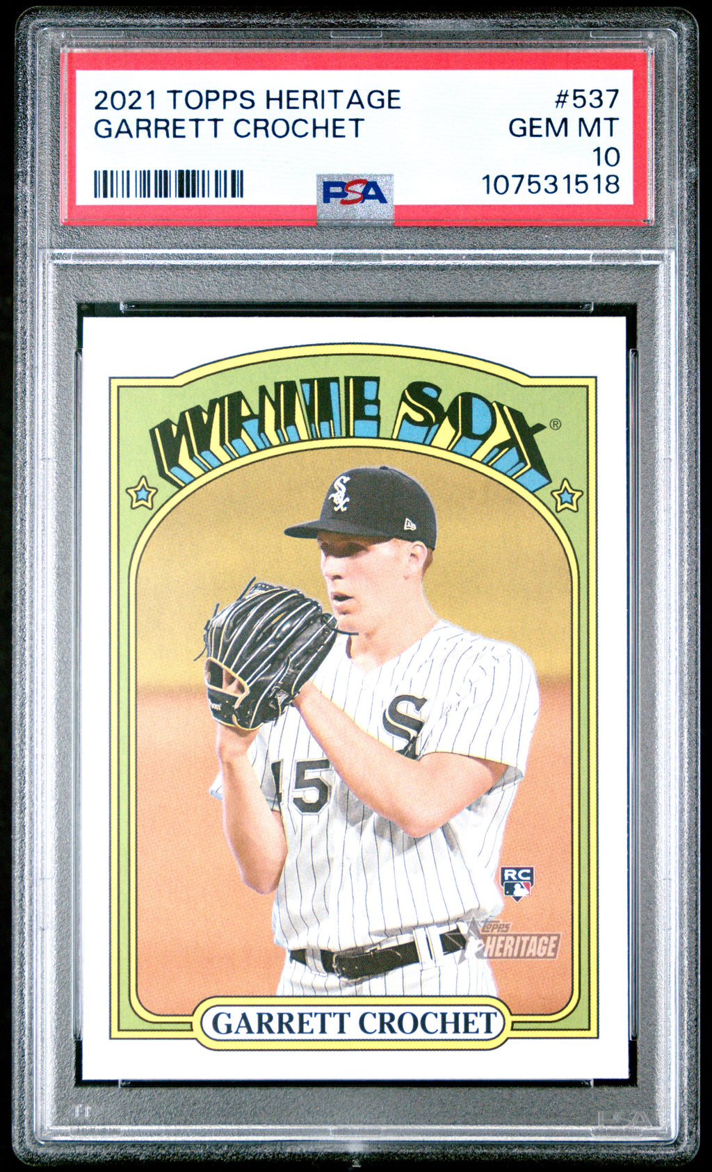 Graded 2021 Topps Heritage Garrett Crochet #537 Rookie RC Baseball Card PSA 10 Gem Mint