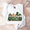 St. Patrick’s Day Cats Sweatshirt: Funny Irish Shamrocks Crewneck