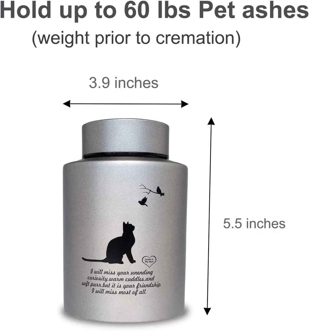 Stainless Steel Pet Memorial Urn for Cats & Small Dogs