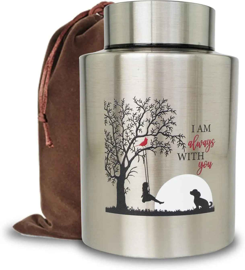 Stainless Steel Pet Memorial Urn for Cats & Small Dogs