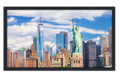 Professionally Framed Statue of Liberty New York City Skyline High-Resolution Panoramic Photo 12x22 Wall Art