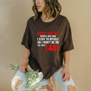 Stay To Myself T-Shirt – Red Roses Fake People Vintage Graphic Tee, Unisex Cotton Shirt