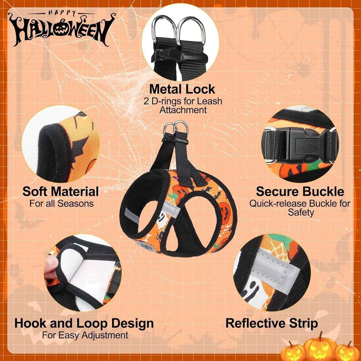 Step-In No-Pull Dog Harness & Leash Set, Reflective