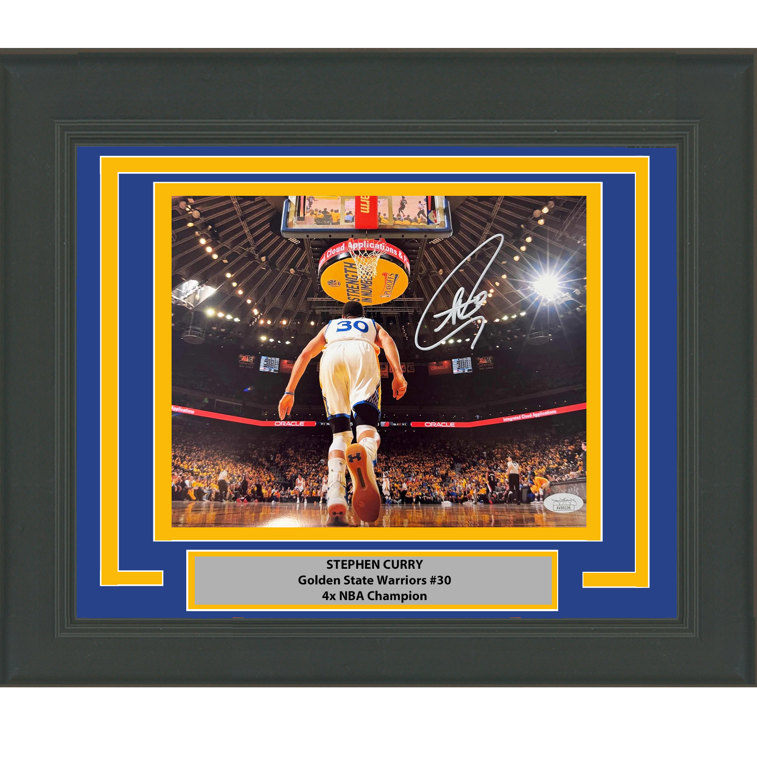 Framed Autographed/Signed Stephen Steph Curry Golden State Warriors 8x10 Basketball Photo JSA COA