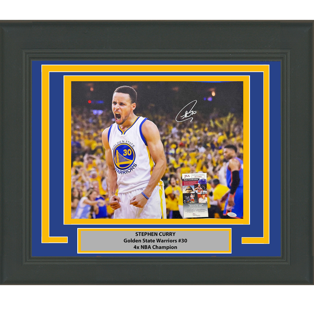 Framed Autographed/Signed Stephen Steph Curry Golden State Warriors 16x20 Basketball Photo JSA COA
