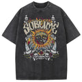 Sun Pattern Acid Washed T-Shirt – Oversized Unisex Vintage Graphic Tee