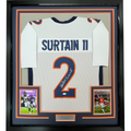 Framed Autographed/Signed Patrick Surtain II 35x39 Denver White Football Jersey JSA COA
