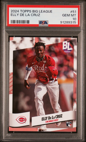 Graded 2024 Topps Big League Elly De La Cruz #51 Rookie RC Baseball Card PSA 10 Gem Mint