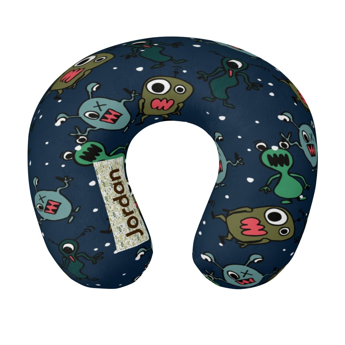 Personalized Monster Print Kids Travel Neck Pillow | Custom Name Gift
