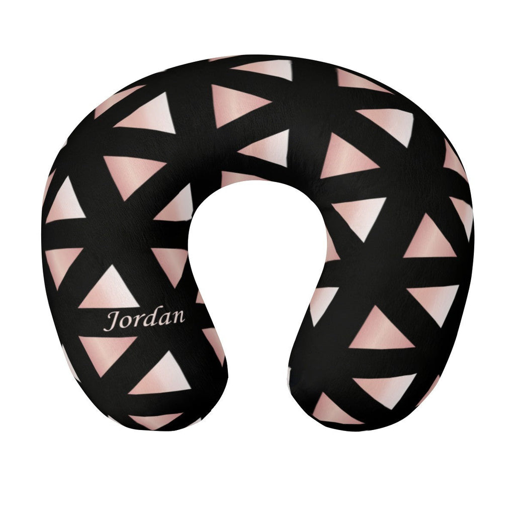 Personalized Geometric Triangle Travel Neck Pillow | Custom Name Gift