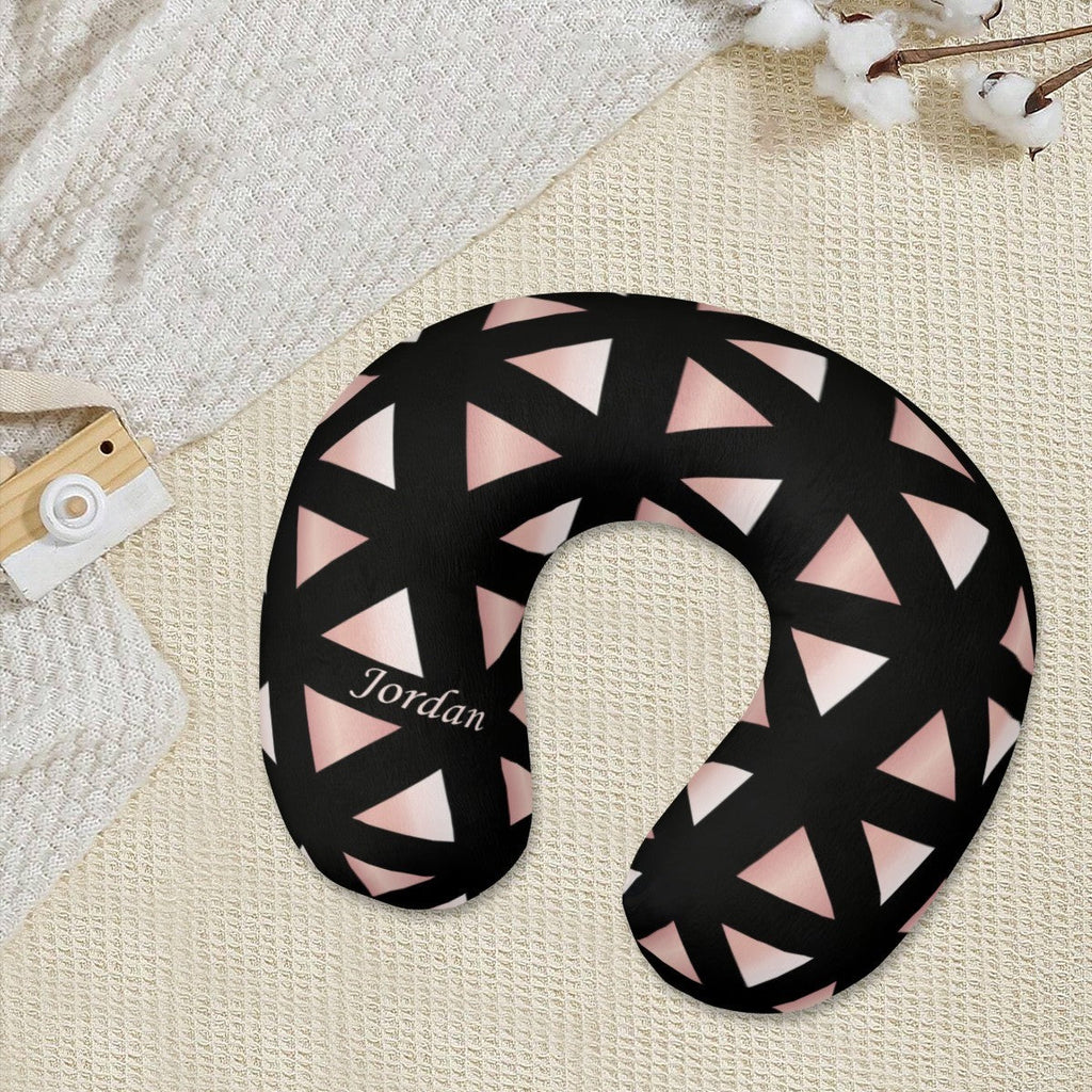 Personalized Geometric Triangle Travel Neck Pillow | Custom Name Gift