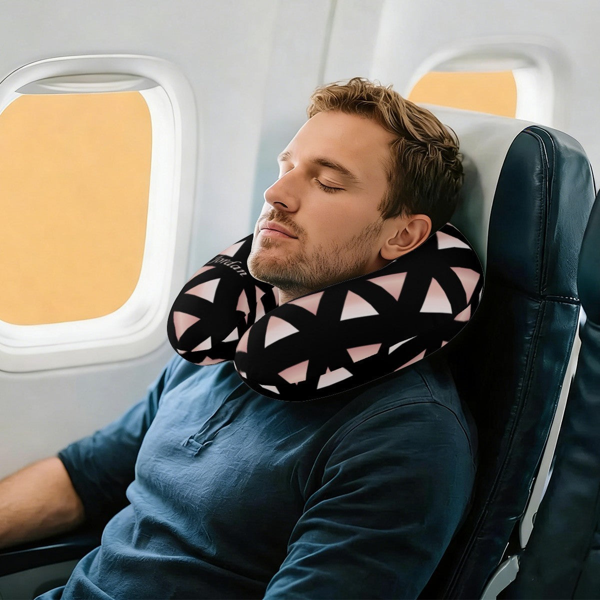 Personalized Geometric Triangle Travel Neck Pillow | Custom Name Gift