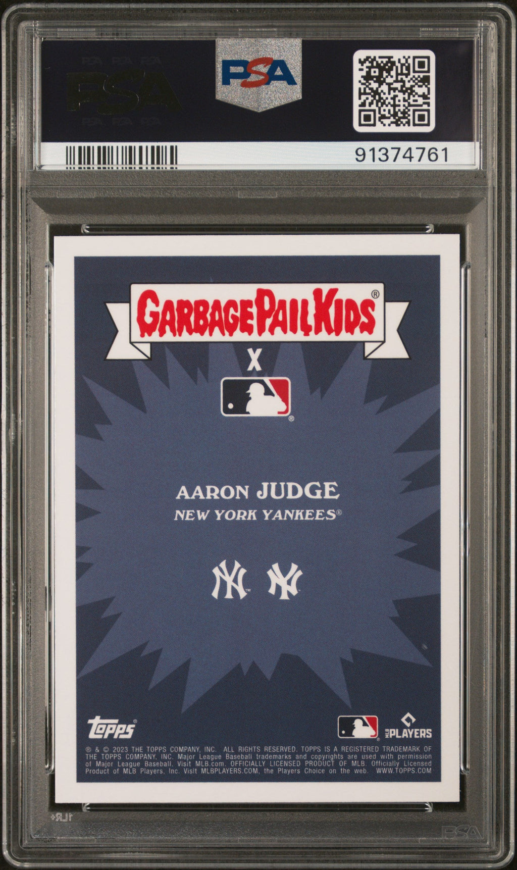 Graded 2023 Topps Garbage Pail Kids Aaron Judge #10A Avenging Aaron Baseball Card PSA 10 Gem Mint