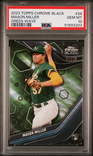 Graded 2023 Topps Chrome Black Mason Miller #28 Green Wave #/99 Rookie RC Baseball Card PSA 10 Gem Mint