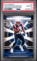 Graded 2025 Panini Mosaic TreVeyon Henderson #19 Center Stage Silver Rookie RC Football Card PSA 10 Gem Mint