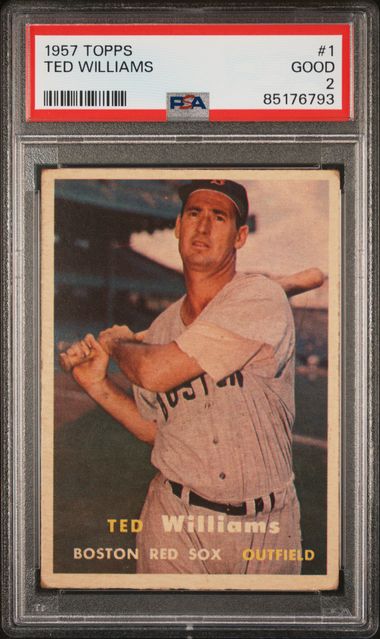 Graded 1957 Topps Ted Williams #1 Baseball Card PSA 2 Good