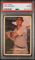 Graded 1957 Topps Ted Williams #1 Baseball Card PSA 2 Good