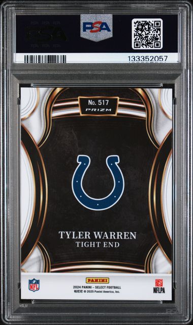 Graded 2024 Panini Select Tyler Warren #517 XRC Rookie RC Football Card PSA 10 Gem Mint