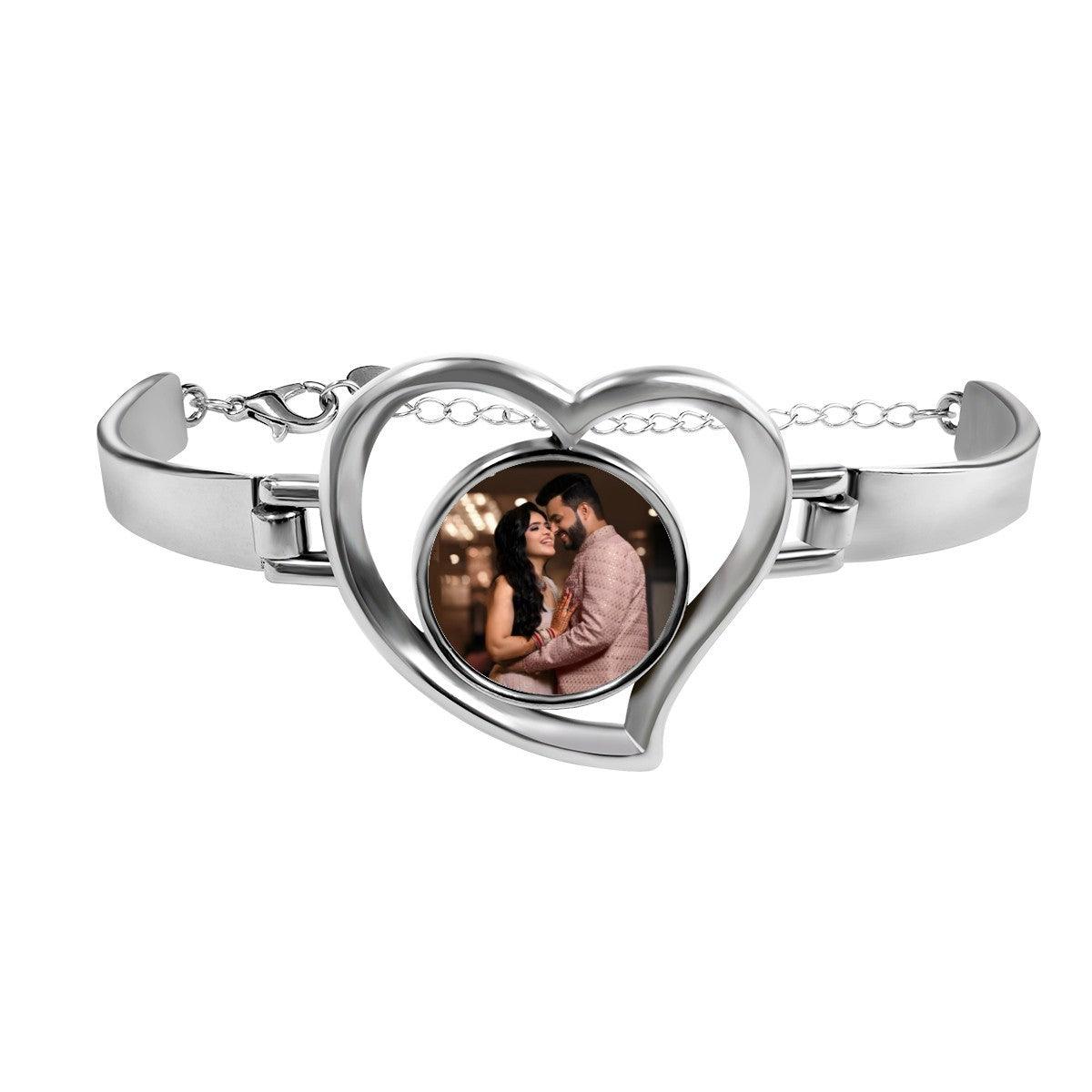 Custom Photo Heart Bracelet – Personalized Picture Bangle