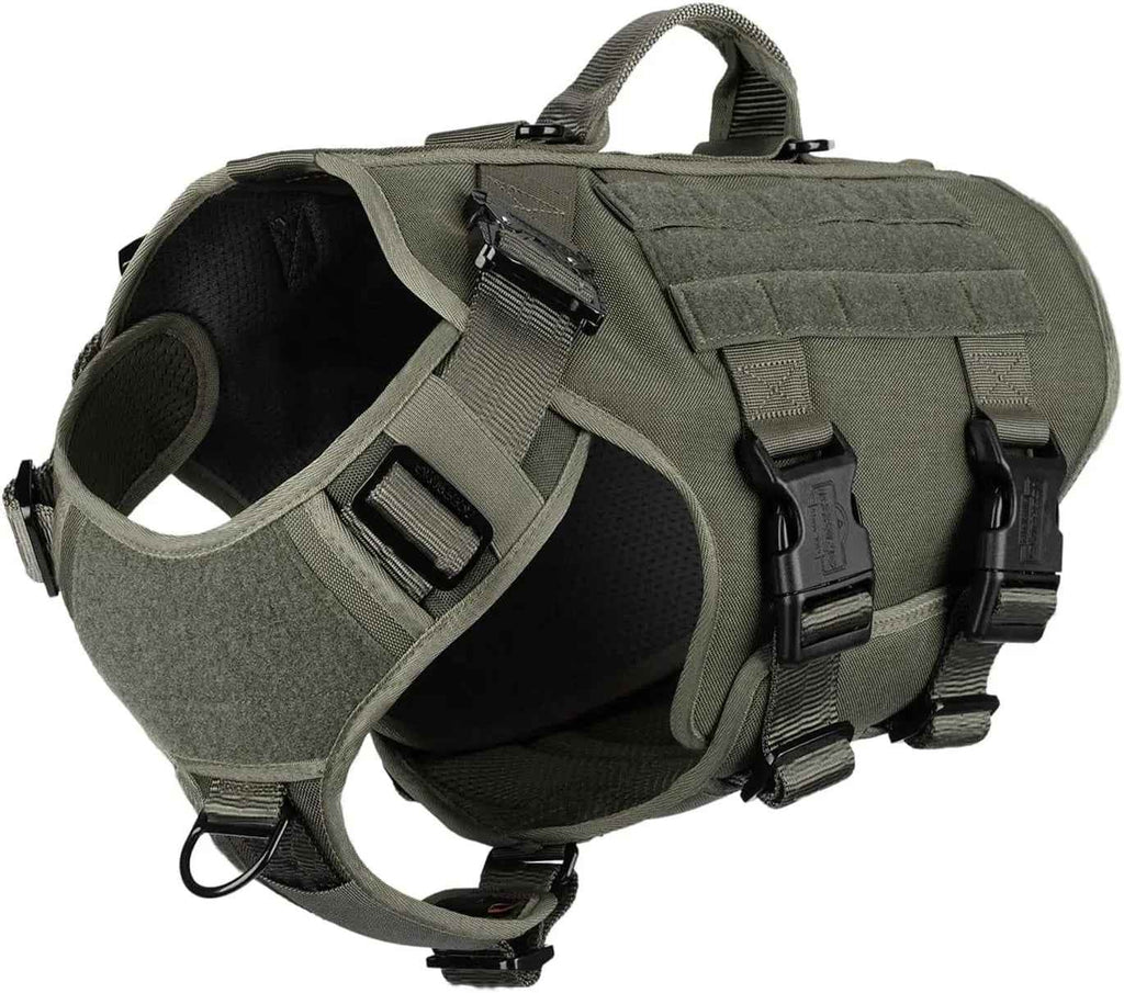 Tactical Dog Harness 6 Buckle No Pull MOLLE Vest Adjustable 3/4 Coverage