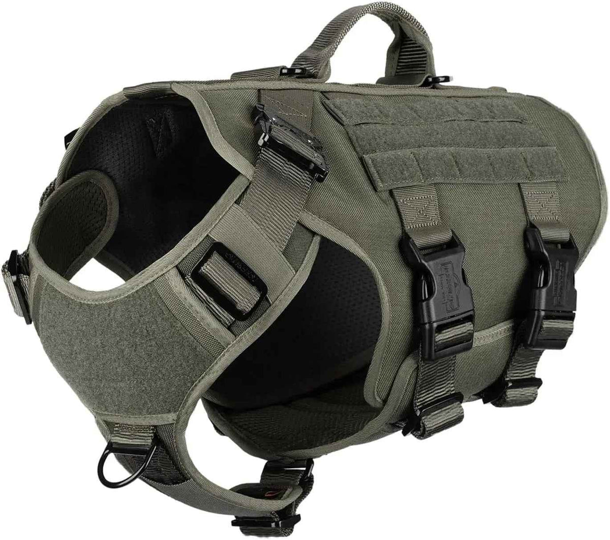 Tactical Dog Harness 6 Buckle No Pull MOLLE Vest Adjustable 3/4 Coverage