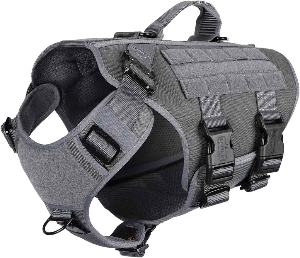 Tactical Dog Harness 6 Buckle No Pull MOLLE Vest Adjustable 3/4 Coverage