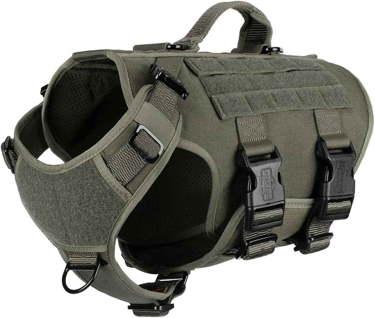Tactical Dog Harness 6 Buckle No Pull MOLLE Vest Adjustable 3/4 Coverage
