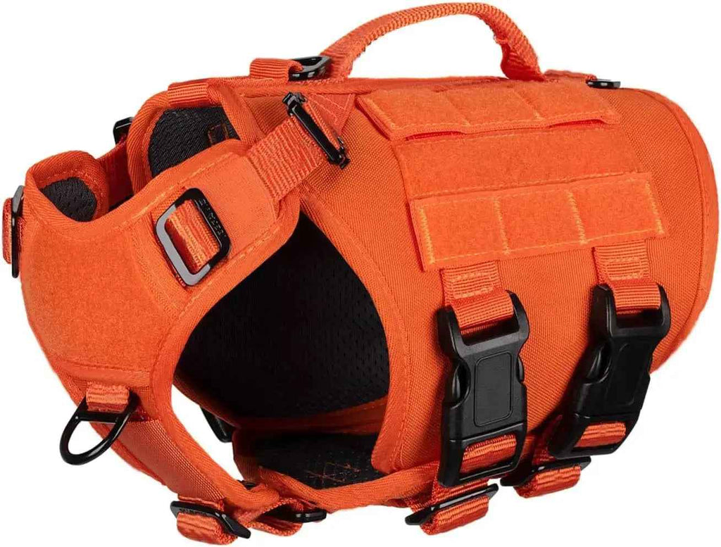 Tactical Dog Harness 6 Buckle No Pull MOLLE Vest Adjustable 3/4 Coverage